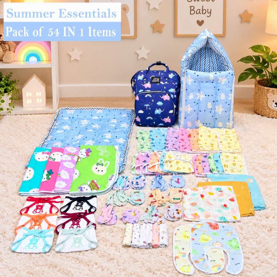 Fareto New Born Baby Premium Quality 54 In 1 Hospital Essentials Combo (0-6 Months)(F66)