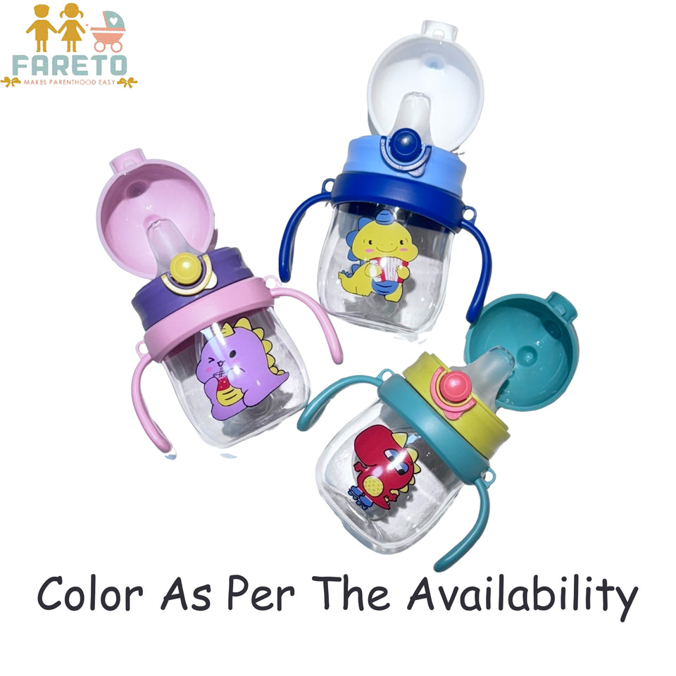 Fareto baby Little Spout Sipper for Infant/Toddler,370ml,Anti-Spill Sippy Cup with Soft Silicone Spout BPA Free,(pack of 1)(Multi_colour_baby_sippers_bottle)