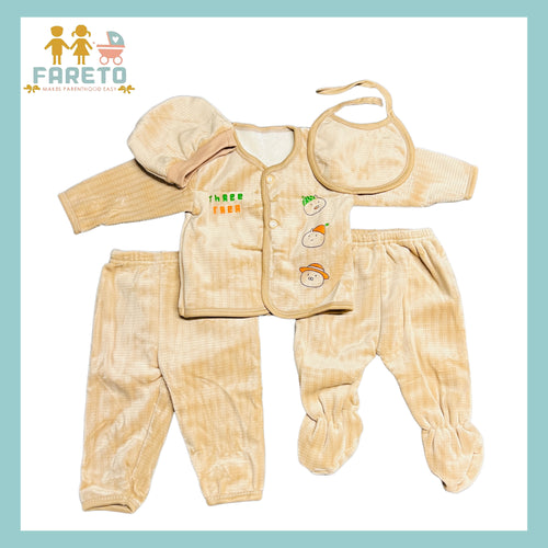 Fareto New Born Baby Winter Season Clothing Set Pack Of 1 (0-3 Months)(Colors May Vary)