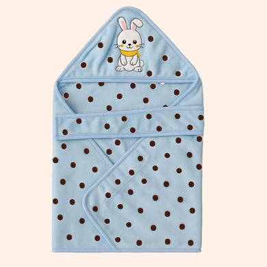 Fareto Newborn Baby Super Soft  Big Size Blanket for Boys & Girls | Hooded Flannel Wrapper for( 0-12 Months) (73x73 CM) ( Pack of 1)(F611)