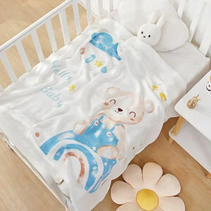Fareto  Super Soft Baby  Blanket | Cute Cartoon Bear Design | Muslin blanket | Skin-Friendly & Lightweight | Perfect for Newborn Gifting |(Pack of 1) (115x102 cm)(0-3Years)(Designs May Vary)(F603)