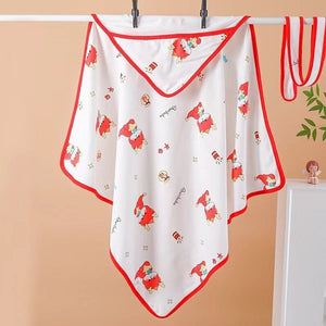 Fareto New Born Baby Muslin Hood Blanket Cum Baby Wrapper with Belt,Cotton,Organic,Super Soft,White,( Pack of 1 ) (0-1 Years )(87 X 87 CM)(F597)