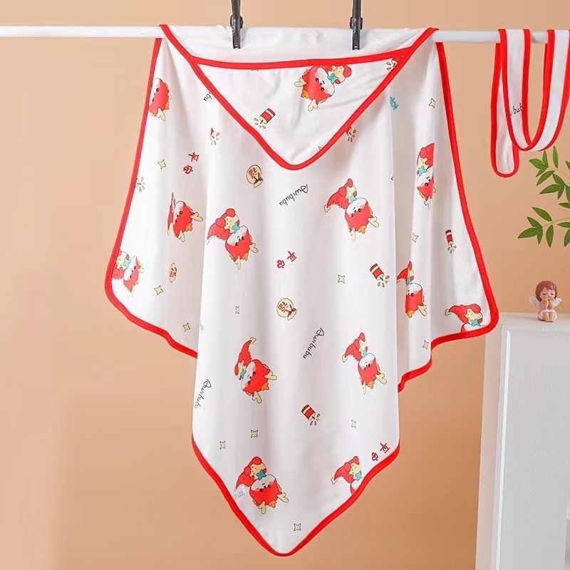 Fareto New Born Baby Muslin Hood Blanket Cum Baby Wrapper with Belt,Cotton,Organic,Super Soft,White,( Pack of 1 ) (0-1 Years )(87 X 87 CM)(F597)
