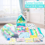 Fareto Baby Boy's & Girl's Summer Hospital Essential Combo for New Born | Gift Pack | Baby Products | Maternity Essentials | Bedding Set (66 Items)(0-6 Months)(F733)