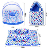 Fareto Combo of Baby Mattress with Net | Sleeping Bag | 4 Pcs Bedding Set(0-6 Months)(F160)