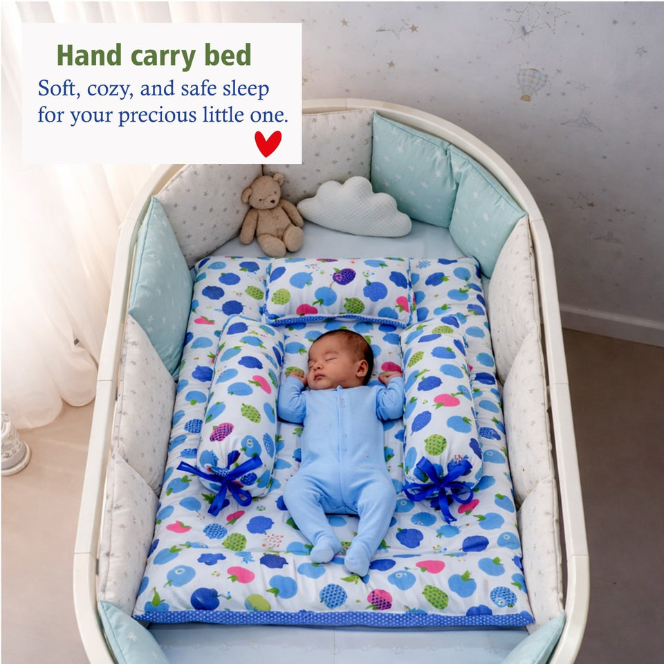 Fareto Combo of Baby Mattress with Net | Sleeping Bag | 4 Pcs Bedding Set(0-6 Months)(F160)