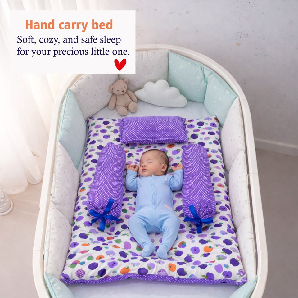Fareto Combo of Baby Mattress with Net | Sleeping Bag | 4 Pcs Bedding Set(0-6 Months)(F160)