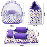 Fareto Combo of Baby Mattress with Net | Sleeping Bag | 4 Pcs Bedding Set(0-6 Months)(F160)