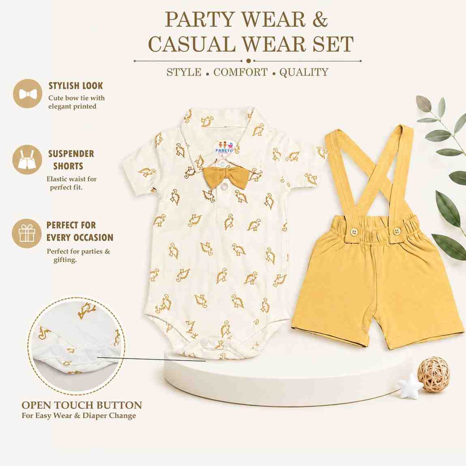 Fareto Cotton Dungaree & T-Shirt Clothing Set for Baby | Party Wear & Casual Dress for Unisex Baby(F314)