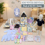 Fareto Baby Semi Winter Essential Combo For New Born | Gift Pack | Baby Products | Maternity Essentials | Bedding Set (82 Items)(0-6 Months)(F785)