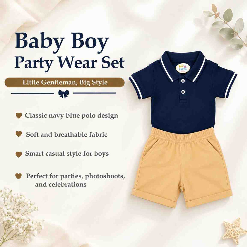 Fareto Cotton T-Shirt With Shorts FormalSet for Baby | Party Wear & Casual Dress for Baby Boys & Baby Girls