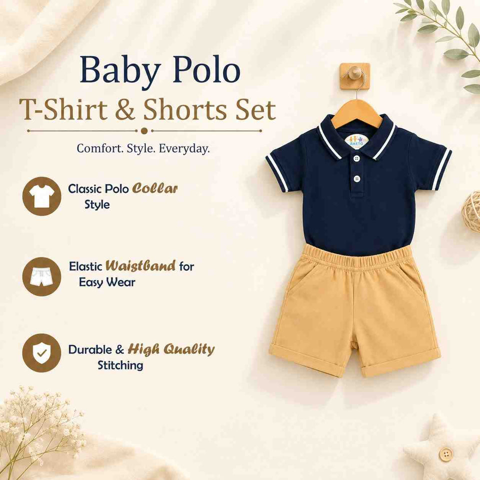 Fareto Cotton T-Shirt With Shorts FormalSet for Baby | Party Wear & Casual Dress for Baby Boys & Baby Girls