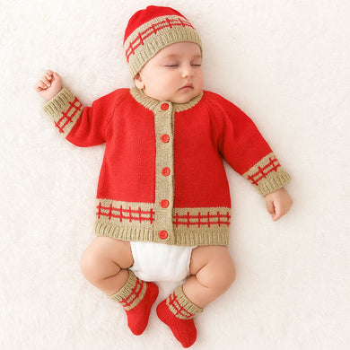 Fareto Baby Handmade Woolen Baby Sweater Set with Cap & Booties | Warm Winter Wear for Newborns (0-12 Months)(F609)