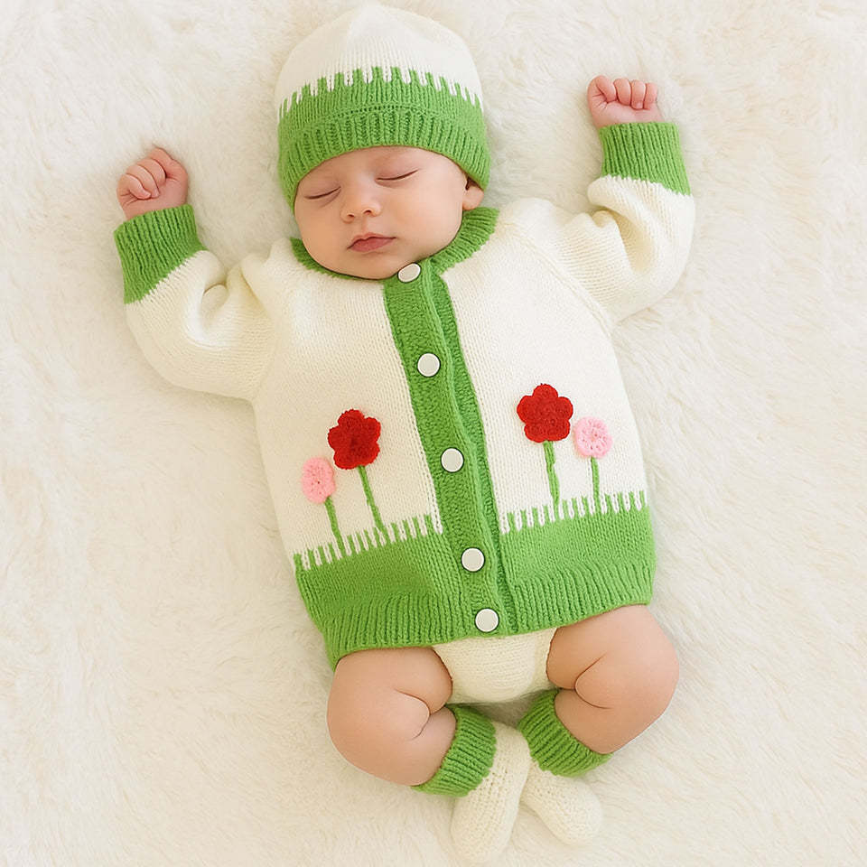 Fareto Baby Handmade Woolen Baby Sweater Set with Cap & Booties | Warm FaretoBaby Fareto Baby Handmade Woolen Baby Sweater Set with Cap & Booties | Warm FaretoBaby