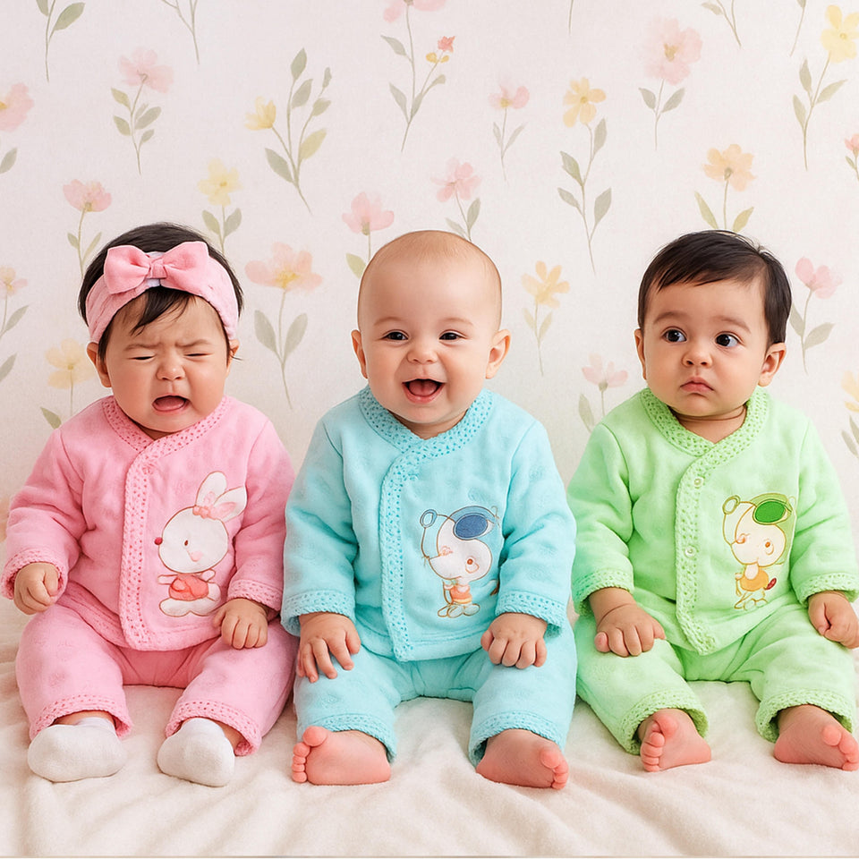 Fareto Winter Season Clothing Set Shirts and Pyjama (Pack of 3)( colours may vary)(F176)