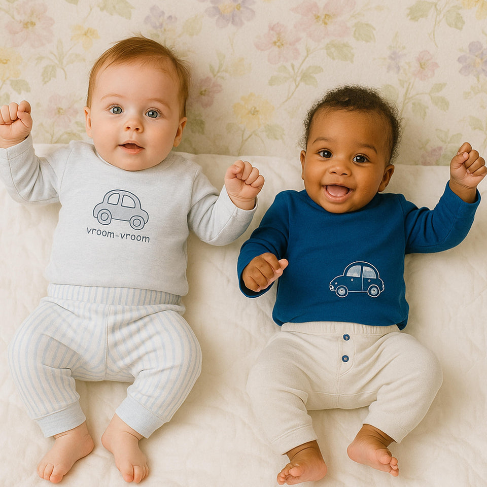 Fareto Baby Boys & Girls Full Sleeve Cotton Clothing Set | Pack of 2 Top & Pant Combo | Soft & Comfortable Daily Wear for Newborns (0–3 Months)( T-Shirt L-25 W-20 SL-18 | Pant L-22 W-16)(F656)