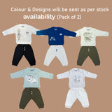 Fareto Baby Boys & Girls Full Sleeve Cotton Clothing Set | Pack of 2 Top & Pant Combo | Soft & Comfortable Daily Wear for Newborns (0–3 Months)( T-Shirt L-25 W-20 SL-18 | Pant L-22 W-16)(F656)