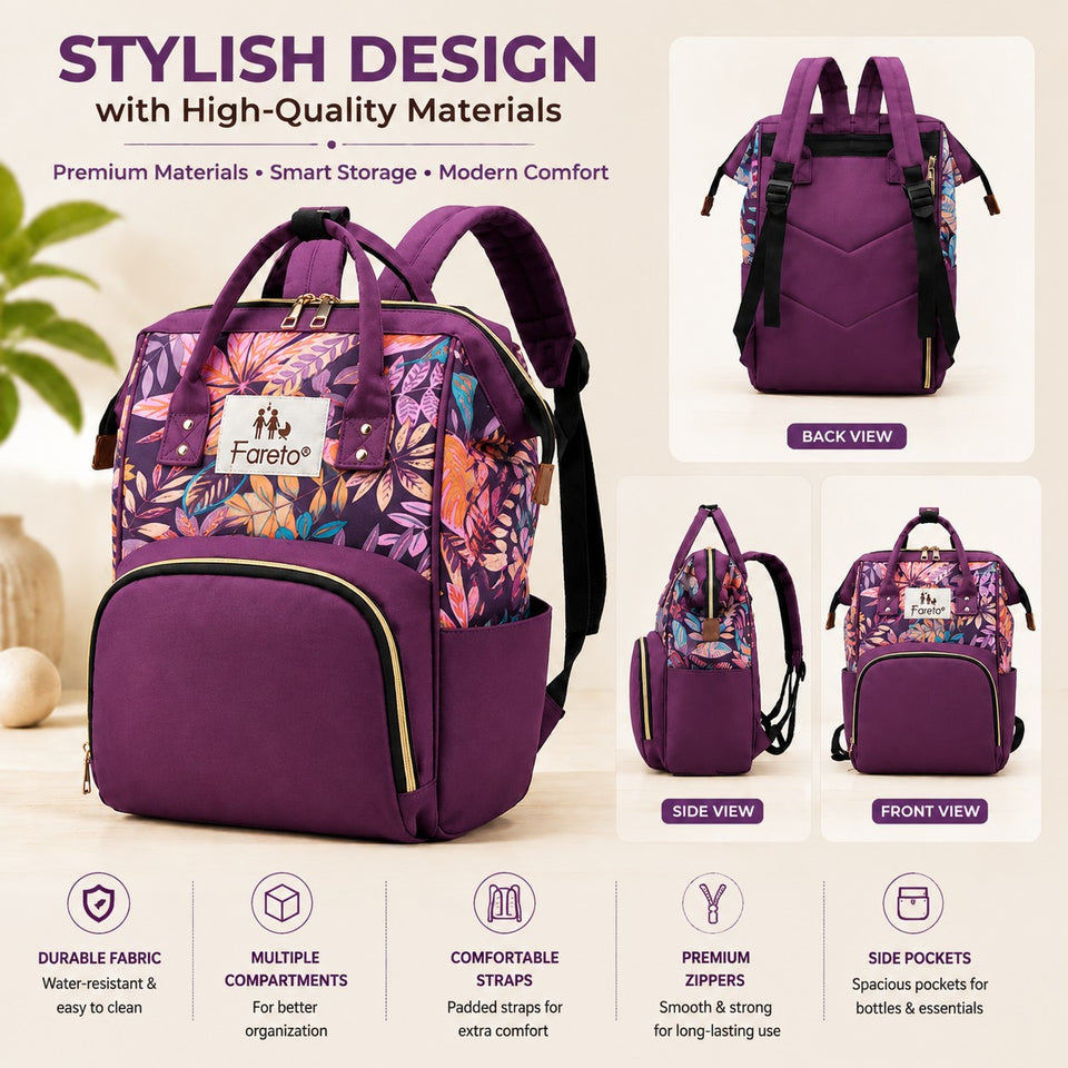 FARETO PREMIUM QUALITY DIAPER BAG FOR MOTHER, MULTIPURPOSE STYLISH DIAPER BAG (PACK OF 1)(F790)