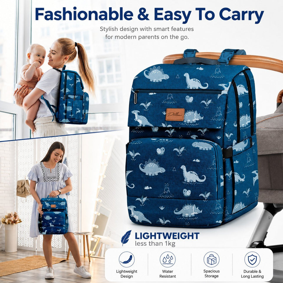 Fareto Premium Diaper Bag with Foldable Baby Bed & Changing Station – Large Capacity Waterproof Travel Backpack with Insulated Pockets & USB Port – Portable Maternity Bag for Moms & Dads(F796)