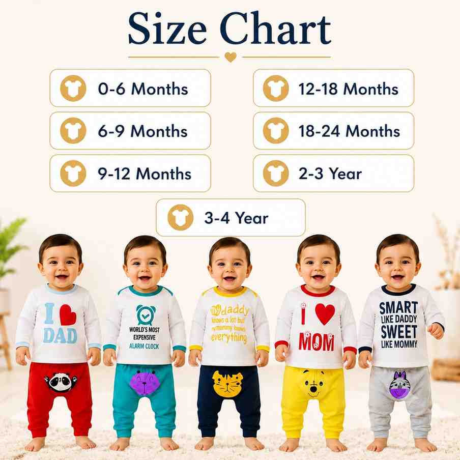 Fareto New Born Baby Daily Wear T-shirts Pyjama Sets (Pack of 5 )(F406)