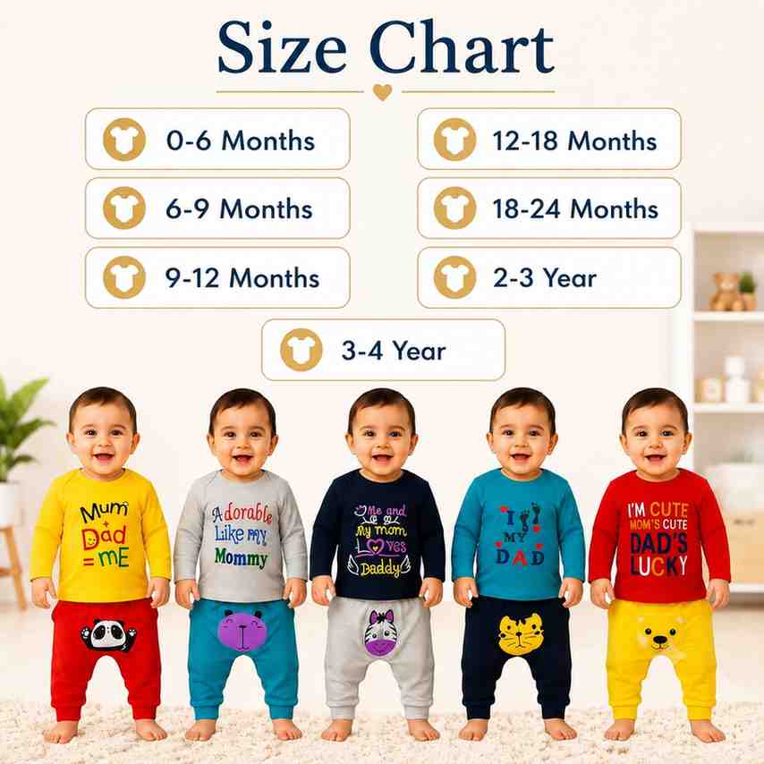 Fareto New Born Baby Daily Wear T-shirts Pyjama Sets (Pack of 5 )(F262)
