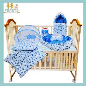 Fareto Combo of Baby Nest | Net with Bed | Carry Bag | 4 Pcs Bedding Set(0-6 Months )