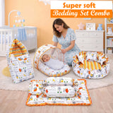 FARETO COMPLETE BEDDING SET ESSENTIALS COMBO FOR BABY (0-6 MONTHS)(GOOD NIGHT ORANGE)(F383)