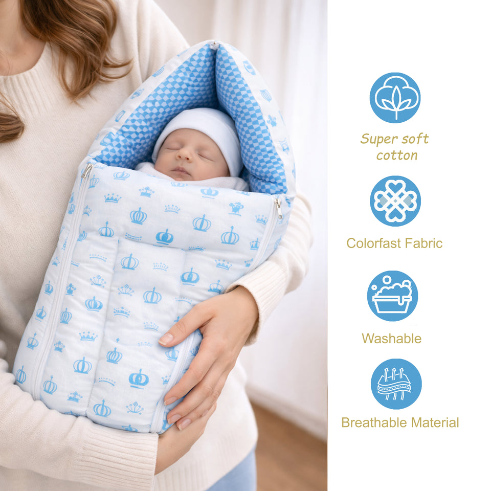 Fareto Baby bedding Essentials 1 Nest | 1 Mattress with net | 1 Carry bed | 1 Bolster set | 1 Carry bag | 1 Portable bed | 1 Feeding pillow | 1 Blanket (0-6M)(F502)