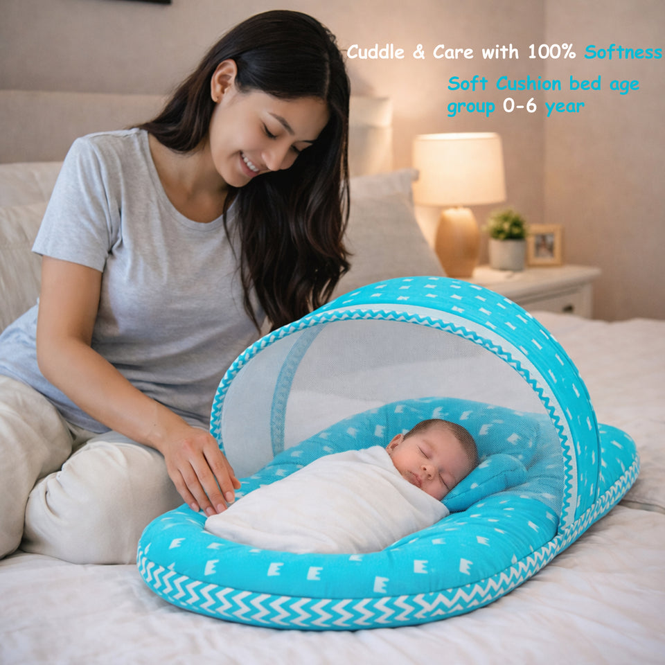 Fareto New Born Baby Full Bedding Set Combo (Crown Blue) (0-6 Months)(F97)