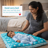 Fareto Baby Bedding Essentials Combo Set – Sleeping Bag, Mattress with  Net, Feeding Pillow & Hand Carry Bed | Soft Cotton |Crown | 0–6 Months(F697)