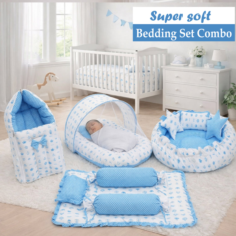 FARETO COMPLETE BEDDING SET ESSENTIALS COMBO FOR BABY (0-6 MONTHS)( TAJ  )(F361)