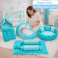 Fareto New Born Baby Full Bedding Set Combo (Crown Blue) (0-6 Months)(F97)