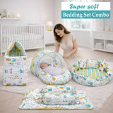 FARETO COMPLETE BEDDING SET ESSENTIALS COMBO FOR BABY (0-6 MONTHS) (GOOD NIGHT GREEN)(F382)