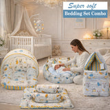 FARETO COMPLETE BEDDING SET ESSENTIALS COMBO FOR BABY (0-6 MONTHS)(GOOD NIGHT BLUE)(F384)