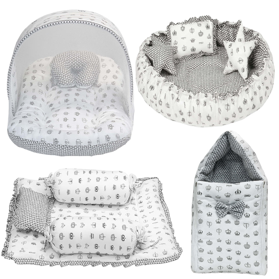 FARETO COMPLETE BEDDING SET ESSENTIALS COMBO FOR BABY (0-6 MONTHS)( TAJ  )