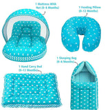 Fareto Baby Bedding Essentials Combo Set – Sleeping Bag, Mattress with  Net, Feeding Pillow & Hand Carry Bed | Soft Cotton |Crown | 0–6 Months(F697)