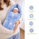Fareto New Born Baby Premium Quality Mattress with Net | Sleeping Bag | Carry Bed  (0-4 Months)(cloud blue)(F295)