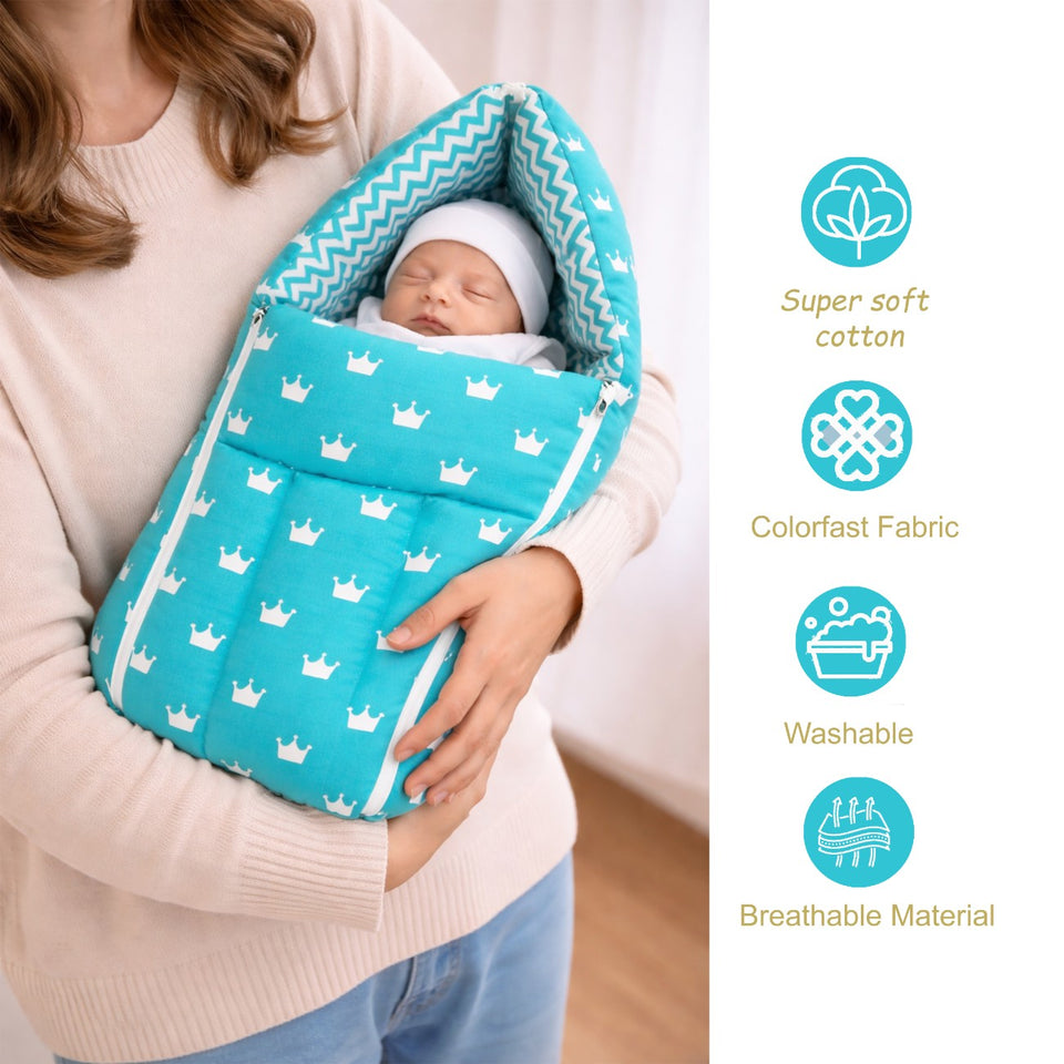 Fareto New Born Baby Premium Quality Mattress with Net & Sleeping Bag & Hand Carry bed(0- 6Months)(F506)