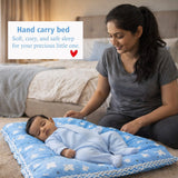 Fareto New Born Baby Premium Quality Mattress with Net | Sleeping Bag | Carry Bed  (0-4 Months)(cloud blue)(F295)