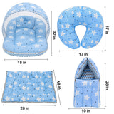 Fareto Baby Bedding Essentials Combo Set – Sleeping Bag, Mattress with  Net, Feeding Pillow & Hand Carry Bed | Soft Cotton | Cloud Blue  | 0–6 Months(F700)