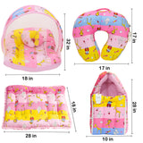 Fareto Baby Bedding Essentials Combo Set – Sleeping Bag, Mattress with  Net, Feeding Pillow & Hand Carry Bed | Soft Cotton | Ziffi | 0–6 Months(F698)