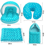 Fareto Baby Bedding Essentials Combo Set – Sleeping Bag, Mattress with  Net, Feeding Pillow & Hand Carry Bed | Soft Cotton |Crown | 0–6 Months(F697)