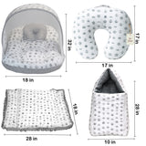 Fareto Baby Bedding Essentials Combo Set – Sleeping Bag, Mattress with  Net, Feeding Pillow & Hand Carry Bed | Soft Cotton | Taj | 0–6 Months(F697)