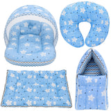 Fareto Baby Bedding Essentials Combo Set – Sleeping Bag, Mattress with  Net, Feeding Pillow & Hand Carry Bed | Soft Cotton | Cloud Blue  | 0–6 Months(F700)