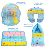 Fareto Baby Bedding Essentials Combo Set – Sleeping Bag, Mattress with  Net, Feeding Pillow & Hand Carry Bed | Soft Cotton | Ziffi | 0–6 Months(F698)