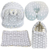 Fareto Baby Bedding Essentials Combo Set – Sleeping Bag, Mattress with  Net, Feeding Pillow & Hand Carry Bed | Soft Cotton | Grey Ship | 0–6 Months(F699)