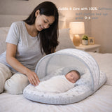 Fareto Baby Bedding Essentials Combo Set – Sleeping Bag, Mattress with  Net, Feeding Pillow & Hand Carry Bed | Soft Cotton | Taj | 0–6 Months(F697)