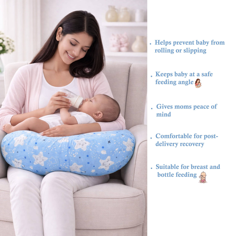 Fareto Baby Bedding Essentials Combo Set – Sleeping Bag, Mattress with  Net, Feeding Pillow & Hand Carry Bed | Soft Cotton | Cloud Blue  | 0–6 Months(F700)