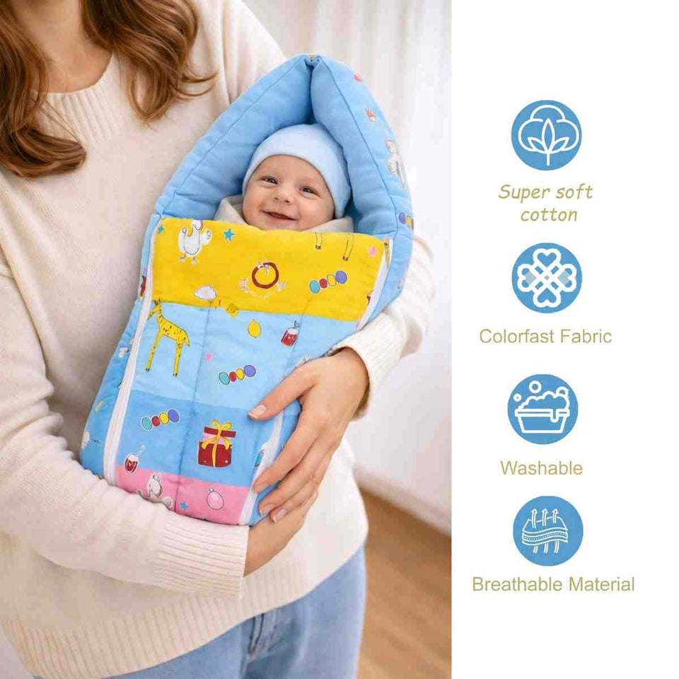 Fareto Baby bedding Essentials 1 Nest | 1 Mattress with net | 1 Carry bed | 1 Bolster set | 1 Carry bag | 1 Portable bed | 1 Feeding pillow | 1 Blanket (0-6M)(F498)