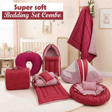 Fareto Baby bedding Essentials 1 Nest | 1 Mattress with net | 1 Carry bed | 1 Bolster set | 1 Carry bag | 1 Portable bed | 1 Feeding pillow | 1 Blanket (0-6M)(F499)